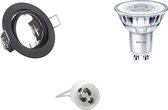 LED Spot Set - GU10 Fitting - Inbouw Rond - Mat Zwart - Kantelbaar Ø83mm - Philips - CorePro 830 36D - 3.5W - Warm Wit 3000K - BSE