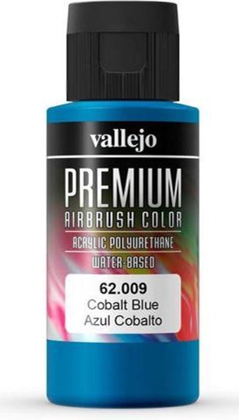 Vallejo PREMIUM Color 62009 Kobaltblau (60ml) - Airbrush & Pinsel, Wasserbasiert, Spritzfertig