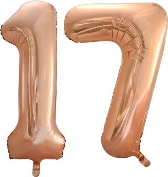 Folieballon nr. 17 Rosé Goud 86cm