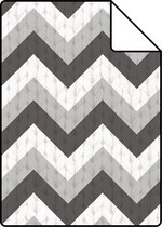 Proefstaal ESTAhome behang zigzag motief zwart en grijs - 138138 - 26,5 x 21 cm