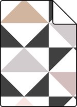Proefstaal ESTAhome behangpapier grafische driehoeken wit, zwart, warm grijs en oudroze - 139094 - 26,5 x 21 cm