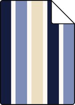 ESTAhome A4 proefstaal van behang strepen marine blauw en beige - 115815 - 21 x 26 cm