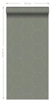 ESTAhome A4 proefstaal van behang honingraat-motief vergrijsd olijfgroen - 148751 - 21 x 26 cm