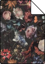 Proefstaal ESTAhome behang bloemen donkergrijs - 139172 - 26,5 x 21 cm
