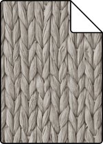 Proefstaal ESTAhome behangpapier geweven riet motief warm grijs - 148701 - 26,5 x 21 cm