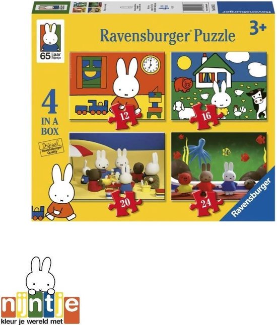 Nijntje - 4-in-1 Puzzel - Ravensburger - Miffy - 4 in a box | bol.com