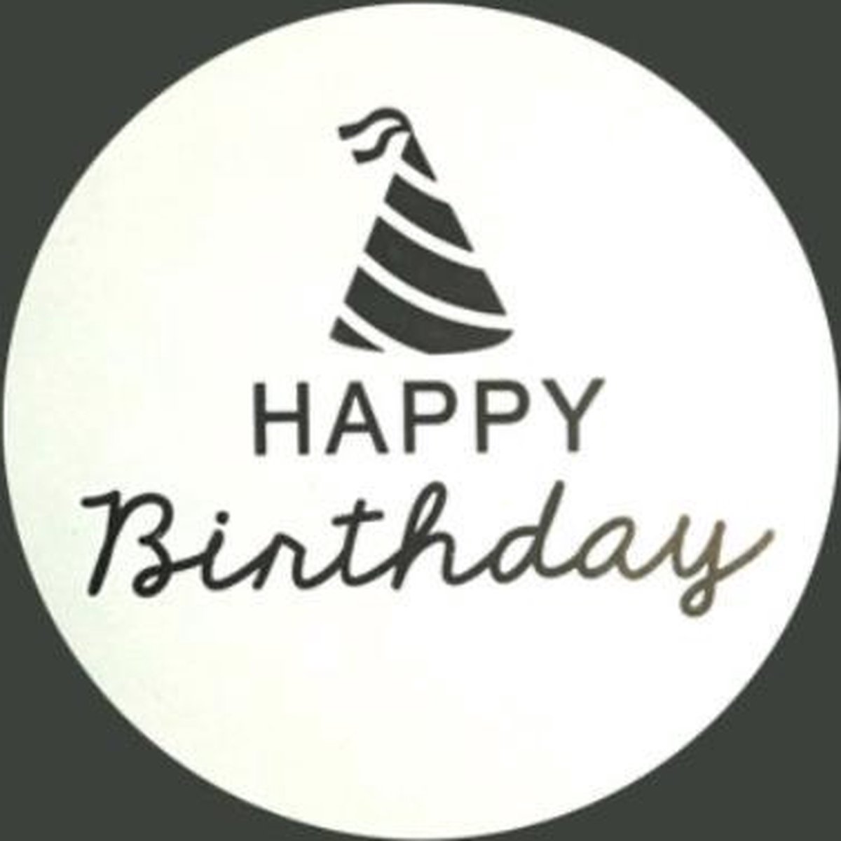 Sluitsticker - Sluitzegel – Sticker - Happy Birthday met feesthoed | Verjaardagskaart - Envelop | Naturel & Wit & Zwart | Vintage | Envelop sticker | Cadeau - Gift - Cadeauzakje – Traktatie versieren | Chique & Leuk inpakken | Feestmuts - Feestje — afbeelding 5