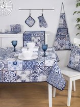 Tafelkleed - luxe gobelin - Mural - Tegelmotief - Delfts blauw - Vierkant 100x100 cm