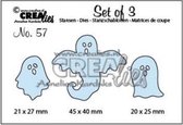 Crealies Set van 3 snijmallen - no.57 Spookjes