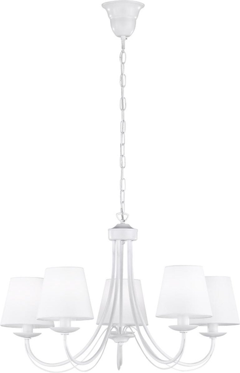 LED Hanglamp - Hangverlichting - Trion Citra - E14 Fitting - 5-lichts - Rond - Mat Wit - Aluminium