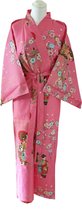 ORIGINELE JAPANSE KIMONO MET MAIKO DESSIN (ROZE) (KATOEN) (MAAT ZIE PRODUCTBESCHRIJVING !)