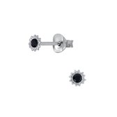Joy|S - Zilveren mini kinderoorknopjes 3 mm sun zwart