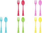 GINGER Pastel Colours Spoon and Fork-  5 melamine lepels en vorken