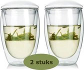 Glas dubbelwandig  met filter en deksel - 2 stuks - 450ml - HF