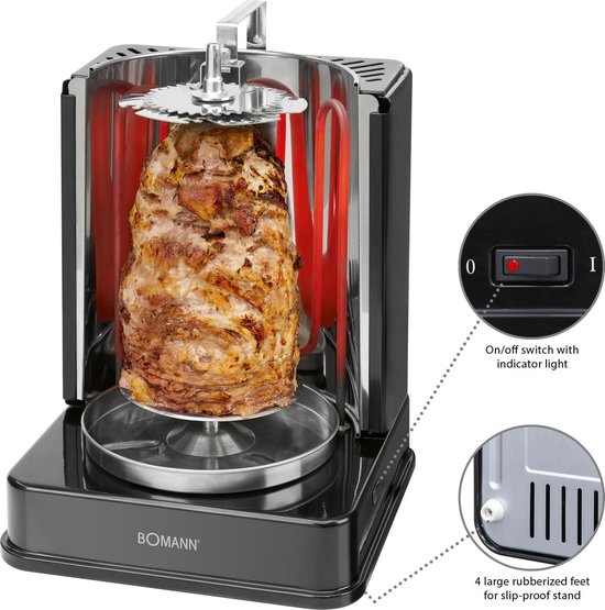 Bomann DVG 3006 CB - Multigrill, Shoarmagrill, Kebab grill, kippengrill — afbeelding 3