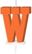 Haza Original Letterkaars ''w'' Met Houder 4 Cm Wax Oranje