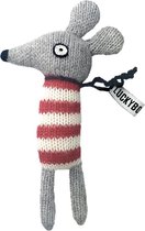 Luckyboysunday Knuffelmuis Junior 14 Cm Alpaca Wol Grijs/rood