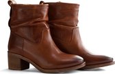 NoGRZ L.leVau - Dames Leren enkellaars - 5,5cm blokhak - Cognac - Maat 36