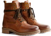 Travelin Nordfold Dames - Leren veterschoenen - Wol gevoerd - Cognac Leer - Maat 40
