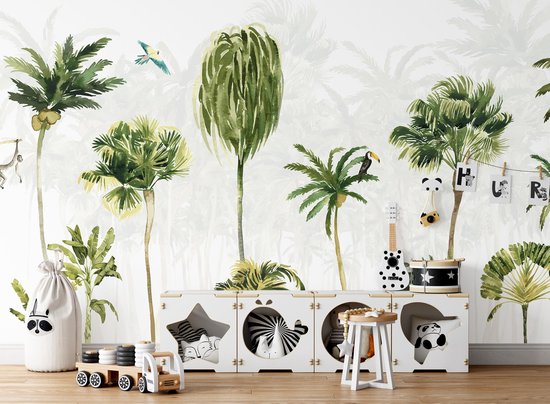 bol.com | Behang kinderkamer ~ Palmbomen paradijs 420 cm breed x 260 cm  hoog ~ Vliesbehang ~...