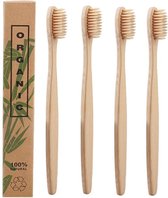 Bamboe Tandenborstels |Set Van 4 Tandenborstels | Medium soft | Biologisch Afbreekbaar |Creme