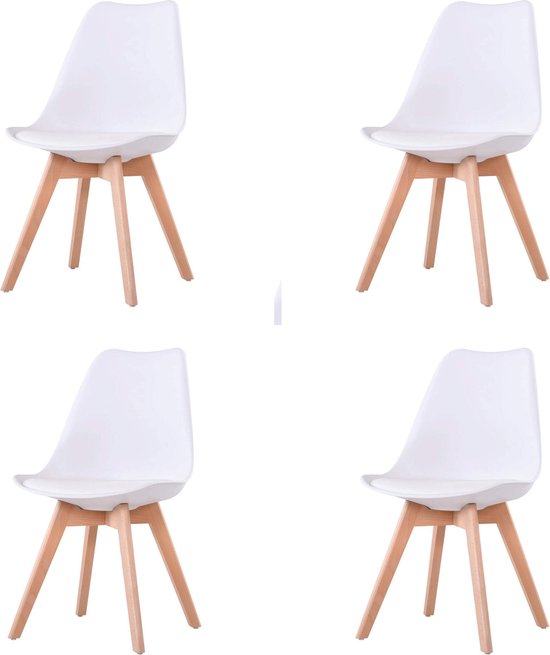 Dining room chair Set of 4 white with seat filling Bucket chair/Tulips