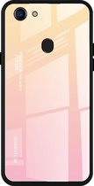 Voor OPPO F5 Gradient Color Glass Case (geel)