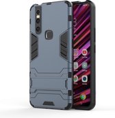 Shockproof PC + TPU Case voor VIVO V15, met houder (Navy Blue)