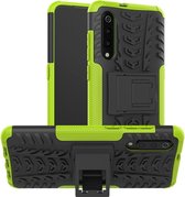 Tire Texture TPU + PC schokbestendige telefoonhoes voor Xiaomi Mi 9, met houder (groen)