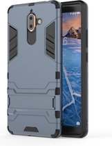 Shockproof PC + TPU Case voor Nokia 7 Plus 2018, met houder (Navy Blue)