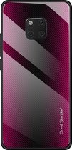 Voor Huawei Mate 20 Pro Texture Gradient Glass Protective Case (Rose Red)