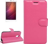 Voor Xiaomi Redmi Note 4 Litchi Texture Horizontal Flip Leather Case met houder & kaartsleuven & portemonnee (magenta)