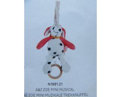 Noukie's - Muziek knuffel - Hond Zoë -  Rose met vlekken