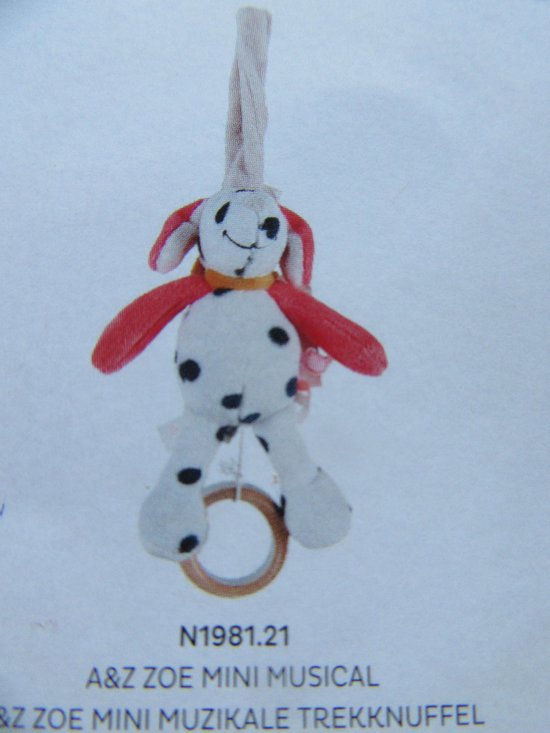 NOUKIE'S - Mini-Muzikale Knuffel Popsie - Knuffel Noukie's uit Veloudoux Houten Ring - Muzikale Zintuigstimulatie - Cadeau Baby