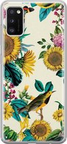 Samsung A41 hoesje siliconen - Zonnebloemen / Bloemen | Samsung Galaxy A41 case | geel | TPU backcover transparant