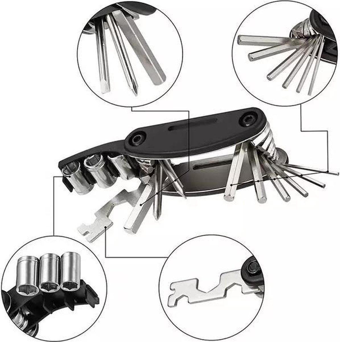 LOUZIR Multitool LOUZIR de réparation de vélo 16 pièces - vélo de course  VTT - outils