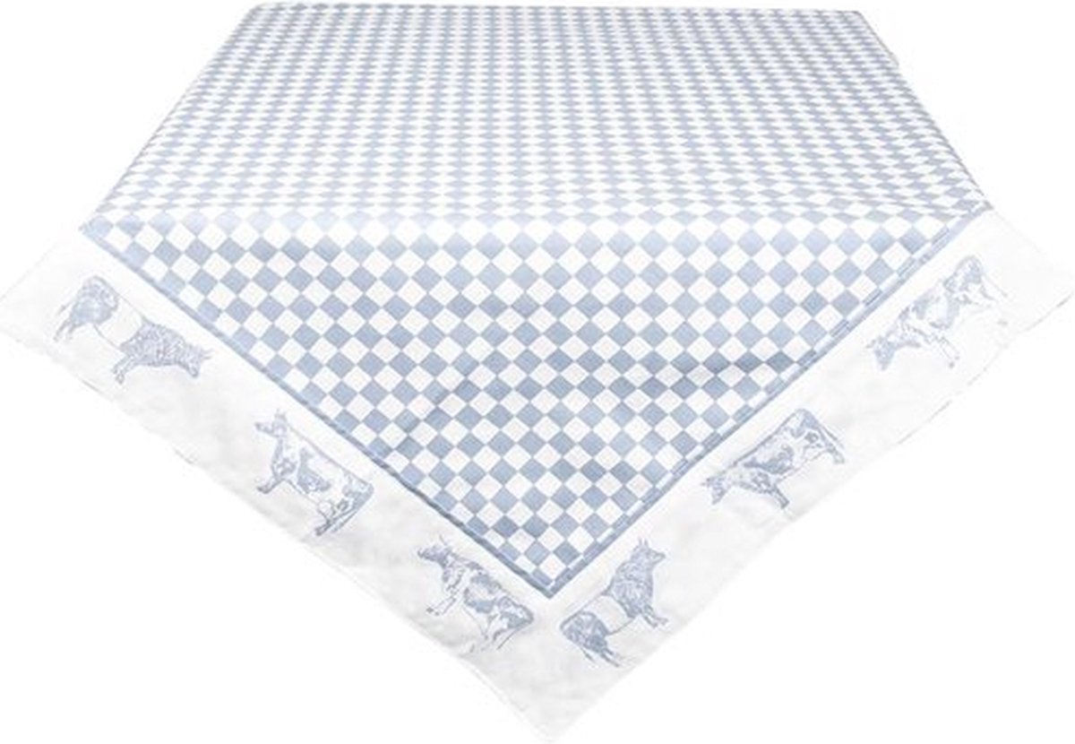 Vierkant Tafelkleed 150*150 cm - Blauw Wit Katoen