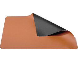 foto van M+R: Jay Hill Placemats - Vegan leer - Cognac / Zwart - dubbelzijdig - 46 x 33 cm - 6 Stuks