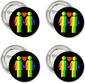 4 Buttons Rainbow Pride Woman - button - gay - pride - rainbow - regenboog - liefde - love