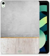 Hoesje iPad Air (2020/2022) 10.9 inch Cover Wood Beton met doorzichte zijkanten