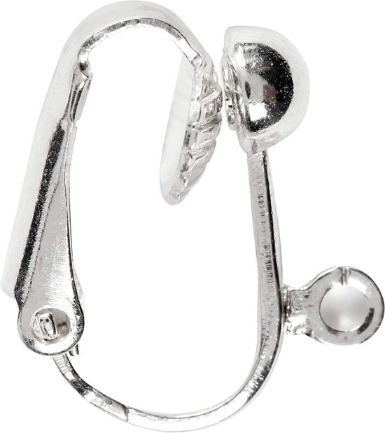 Een zilverkleurige oorbelclip-on sluiting, 16,5 mm.
