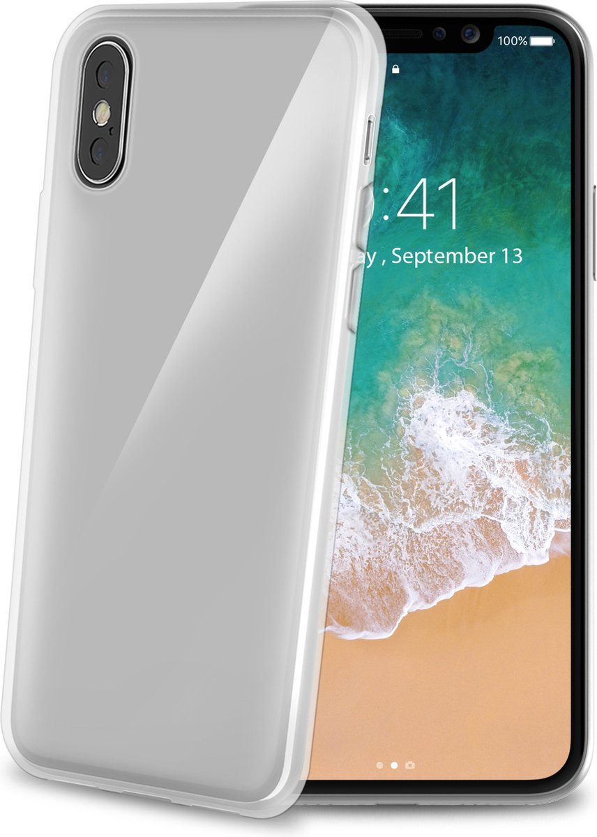 Gelskin Beschermhoes voor iPhone X/XS, Transparant - Rubber - Celly