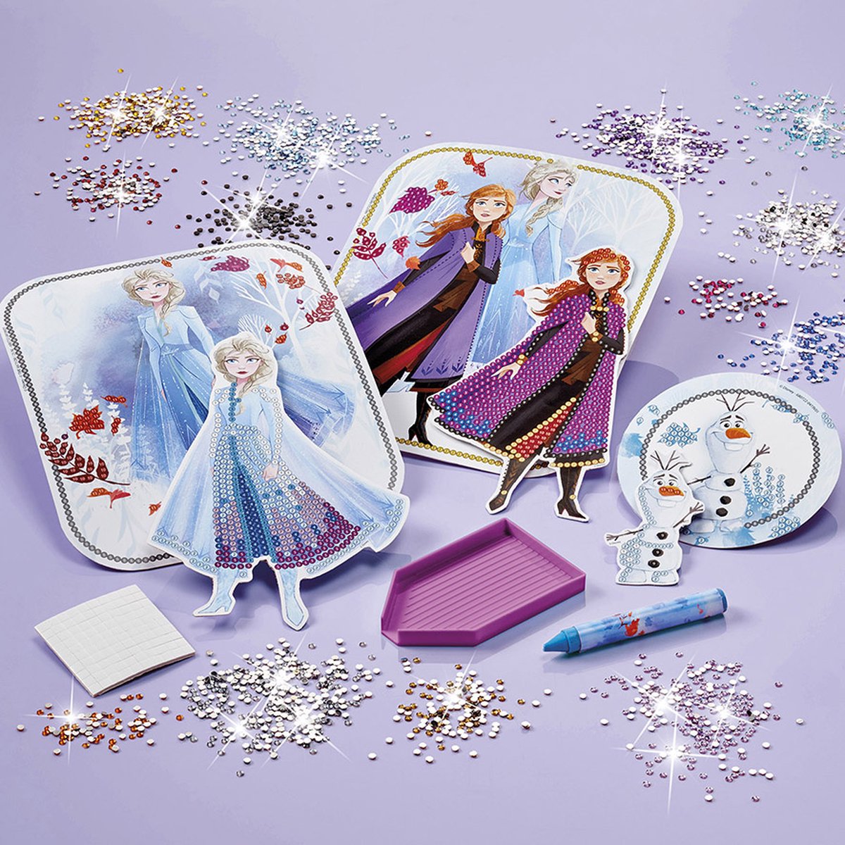 Disney Frozen Totum diamond painting knutselset speelgoed meisjes - Anna en Elsa prinsessen versieren met 1800+ strass steentjes knutselen creatief speelgoed — afbeelding 7