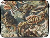 Laptophoes 17 inch - Vintage - Kunst - Ernst Haeckel - Salamanders - Dieren - Laptop sleeve - Binnenmaat 42,5x30 cm - Zwarte achterkant