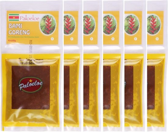 Paloeloe® | 6 x 100 gr Surinaamse kruidenmix Bami Goreng | Boemboe Kruidenpasta | vegetarisch | voordeelpak