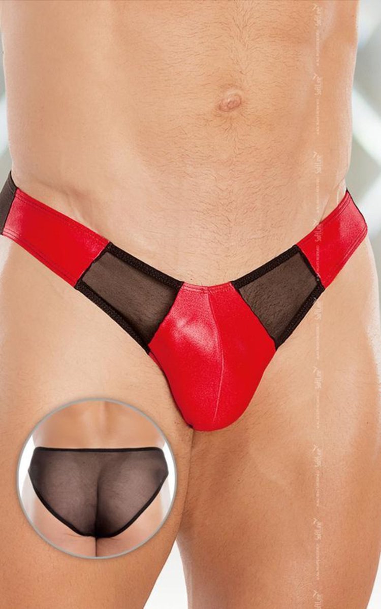 SoftLine Collection - Sexy herenslip doorzichtig rood M/L