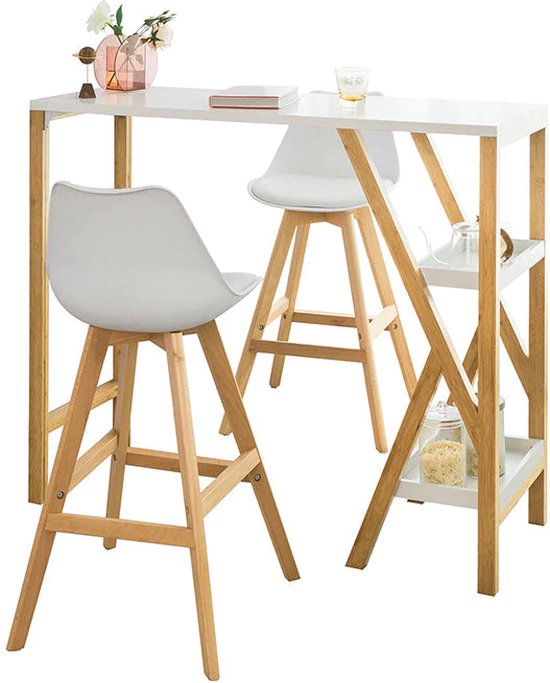 WOLTU BT02ws Bartafel keukentafel hoogte verstelbare in MDF,tafel ronde