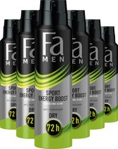 Fa Men Sport Energy Boost - Deodorant Spray - Voordeelverpakking - 6 x 150 ml