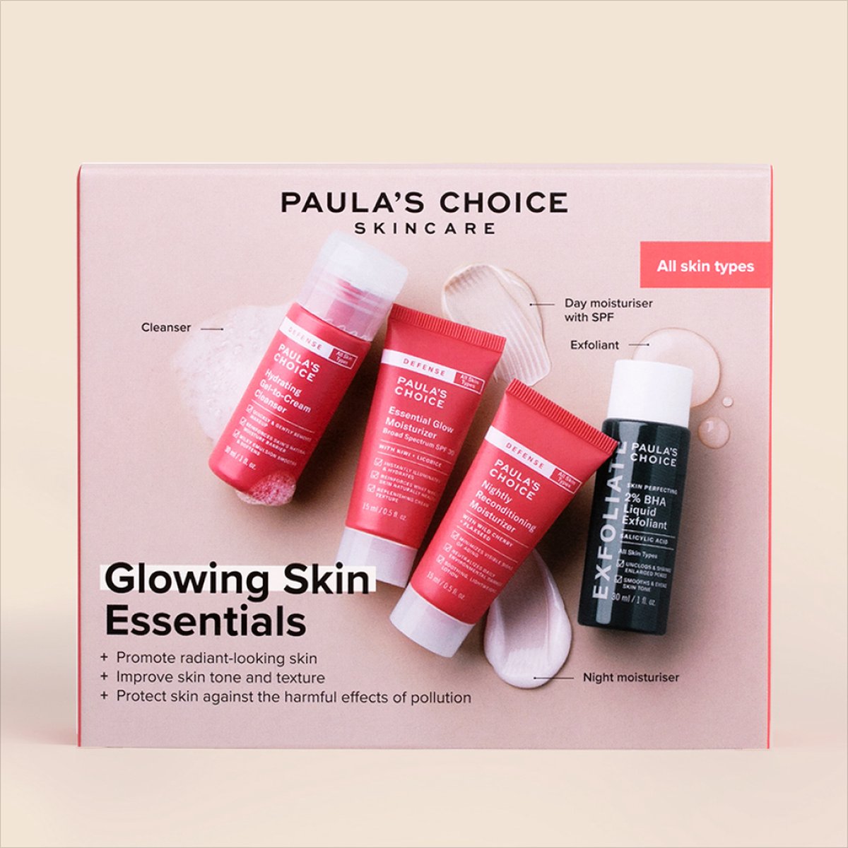 Paulas Choice Kit Dessai Glowing Skin Essentials Routine Essentielle En 3 Étapes 