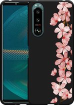 Sony Xperia 5 III Hoesje Zwart Flower Branch Designed by Cazy